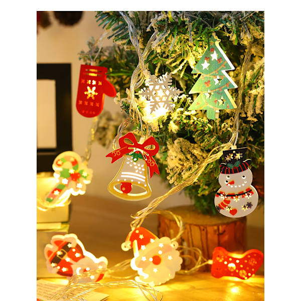 Julepyntstreng Scene Layout Ambience Lys Juletræ Klokke Snefnug Krykke LED Lys Kæde Warm White 6M40led  USB