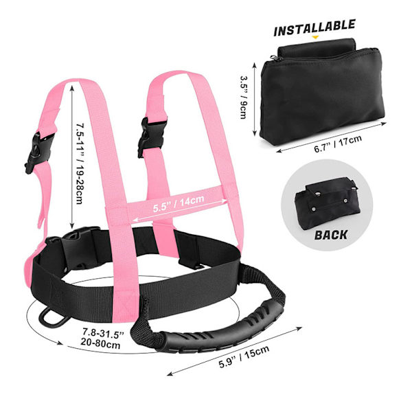 Hiihtovaljaat Lumilautailuharjoitteluhihna Turvavyö Luistelusetti Hiihtoturvallisuus Anti-fall-köysi, Sopii 3-16-vuotiaille Black (without Bag)