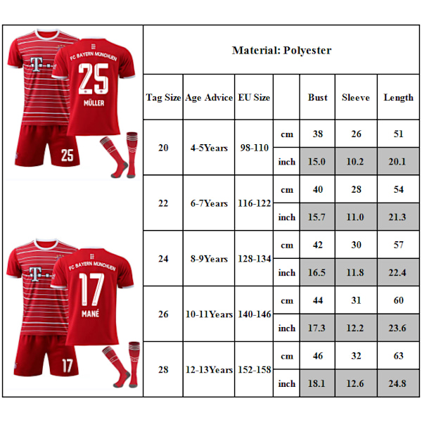 FC Bayern München Mane #17 Jalkapallopaita Jalkapallovaatteet M
