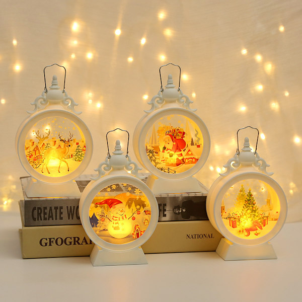 Juldekoration Stormlykta LED Retro Bärbar Lampa Julgåvor Belysning Scenlayout Prydnader C