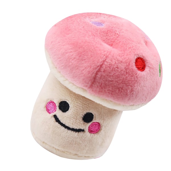 Plush Dog Toy Cartoon Mushroom Shaped Bite Resistant Teeth Grinding Reduce Boredom Interactive Puppy Chew Toy Pink