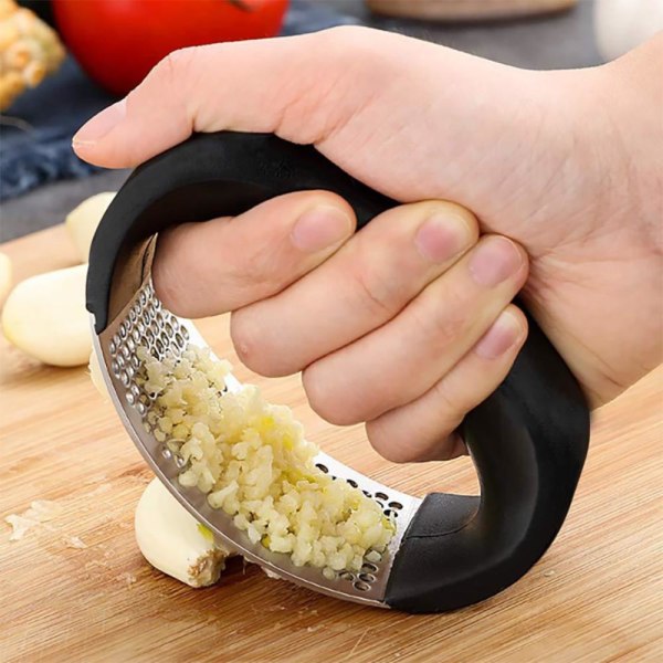 Hvidløgspresse i stål - Garlic press - Sort