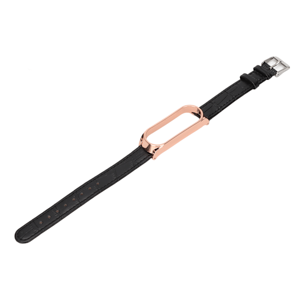 Hurtigudløsende læderurremme Bambusmønster Urremme Håndleds Smartwatch Rem Udskiftning til Xiaomi Mi Band 6 5 NFC Sort Guld