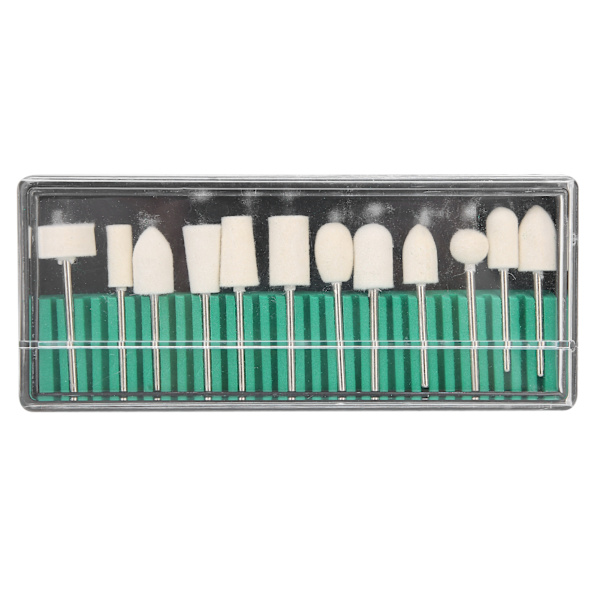 12 st Wool Felt Nagelfilnings- och Polerhuvud Bärbar Nagelfrässats Tillbehör