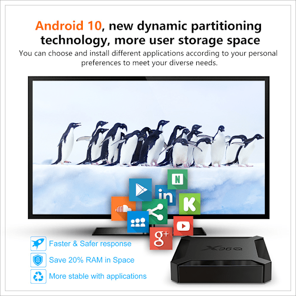 Älykäs TV-laatikko Android 10.0 4K 2GB+16GB