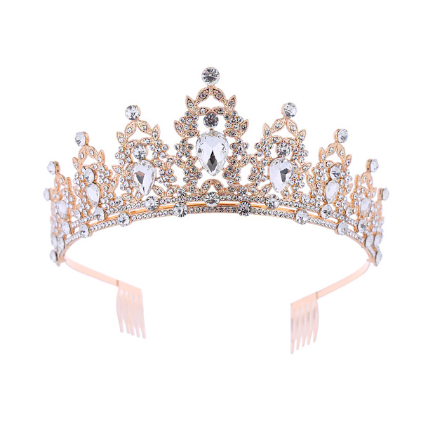 Hodeplagg for kvinner med krystaller, krystall- og rhinestone-bryllupshodeplagg med kamkrone, bursdagsprinseessehodeplagg A01# Jinquan White Diamond
