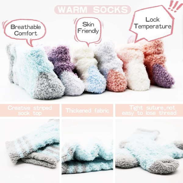 Fuzzy Socks til Damer Varme Bløde Fluffy Socks Comfy Slipper Hyggesokker til vinteren One Size