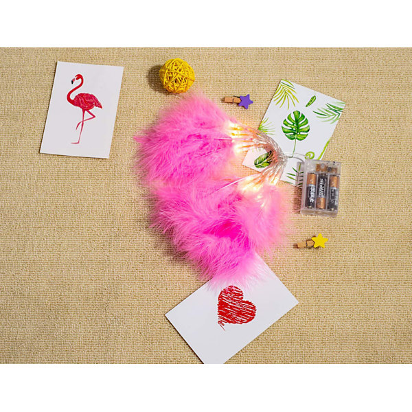 LED Fjeder Lys Kæde Kalkun Fjeder Dekorativ Lys 20 Lampe Fjeder Batteri Lys Pink Feather 3M20led