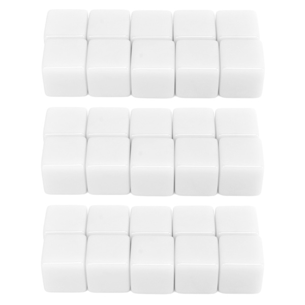 30 stk 16mm Terninger Sæt Seks-Sidede Blanke Terninger Skriv På Kuber Spil til Matematik Undervisning Uddannelse Hvid