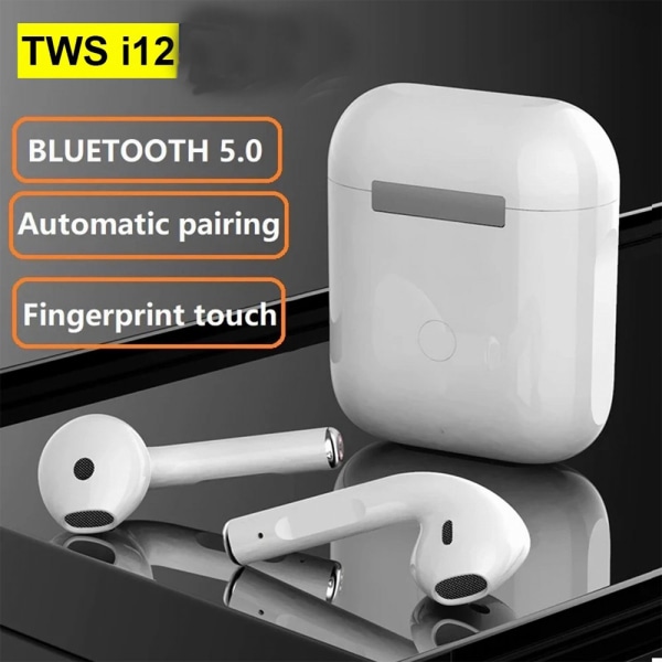i12 trådlösa Bluetooth hörlurar TWS Touch Bluetooth hörlurar grå