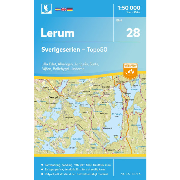 28 Lerum Sverigeserien Topo50 : Skala 1:50 000 9789113085913