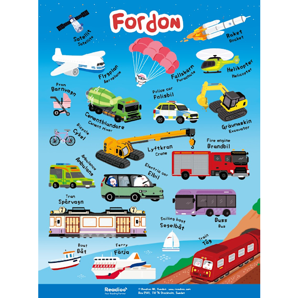 Poster: Fordon (sv/en) — Readioo 7350166990138