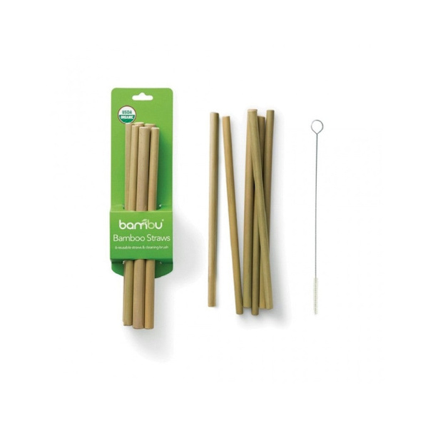 Sugrör bambu + diskborste, 6pack 871853006743