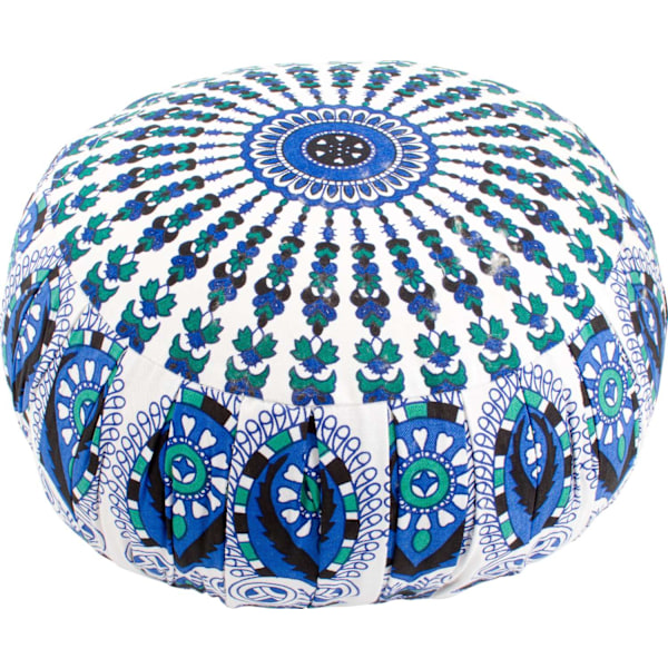 Meditationskudde: rund mandala (blå, grön och vit) 7340178500333