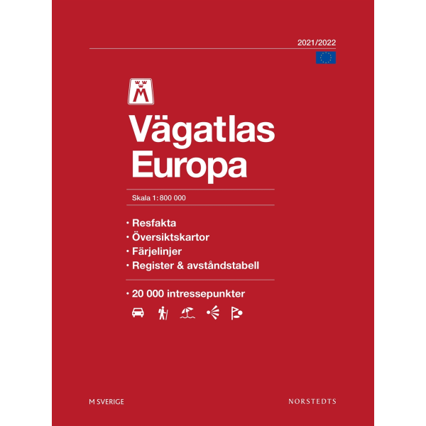 M Vägatlas Europa 2021-2022 : Skala 1:800 000 9789113115344