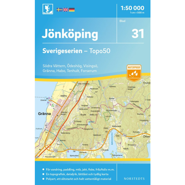 31 Jönköping Sverigeserien Topo50 : Skala 1:50 000 9789113085944