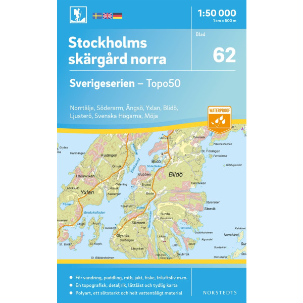 62 Stockholms Skärgård norra Sverigeserien Topo50 9789113086255