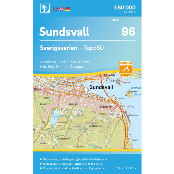 96 Sundsvall Sverigeserien Topo50 : Skala 1:50 000 9789113086590