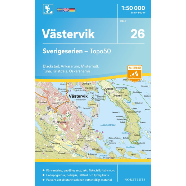 26 Västervik Sverigeserien Topo50 : Skala 1:50 000 9789113085890