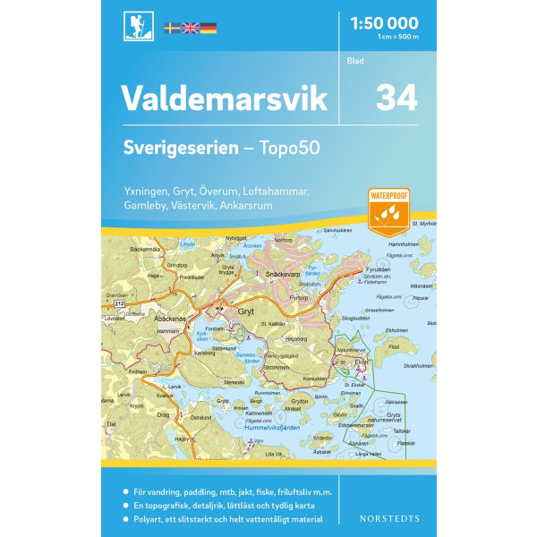 34 Valdemarsvik Sverigeserien Topo50 : Skala 1 9789113085975