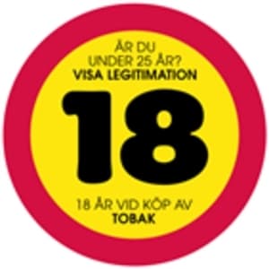 Dekal: 18-årsgräns för tobak (125 mm diam.)