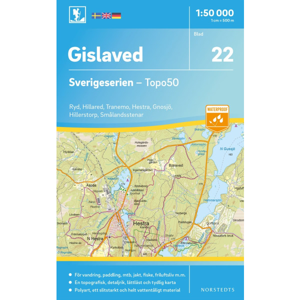 22 Gislaved Sverigeserien Topo50 : Skala 1:50 000 9789113085852