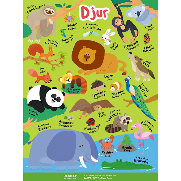 Poster: Djur (sv/en) — Readioo 7350166990145