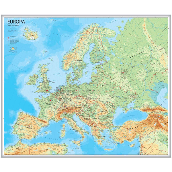 Europa väggkarta Kartförlaget 1:5,5 mili i papptub 9789189427143