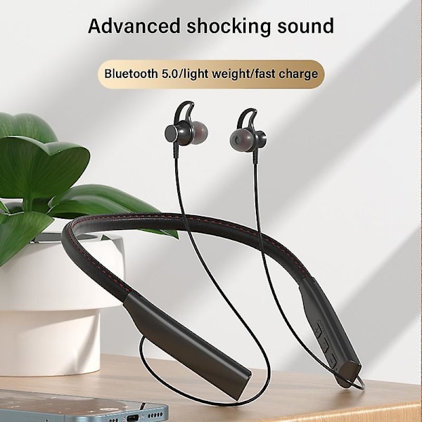 Magnetiske nakkebånd sportshodetelefoner Bluetooth 5.0 headset støtte minnekort sport ultra-lang batterilevetid øretelefoner Hifi Power Bass in-ear hodetelefoner