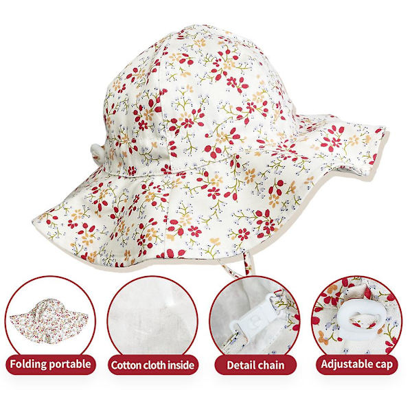 Dww-L-Girl Auringonhattu Säädettävä Leveälierinen Hattu Auringonsuoja UPF 50 Vauvatyttö Poika Vauva Lapset Taapero Unisex