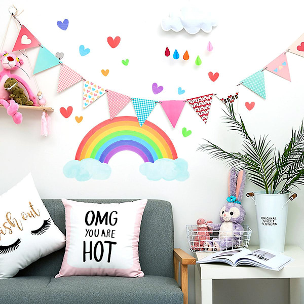 Glow In The Dark Rainbow Väggdekaler, Lysande Regnbåge Och Hjärtdekaler För Takväggar, Barn Sovrum Vardagsrum Dekoration För Flickor Pojkar Baby Nu