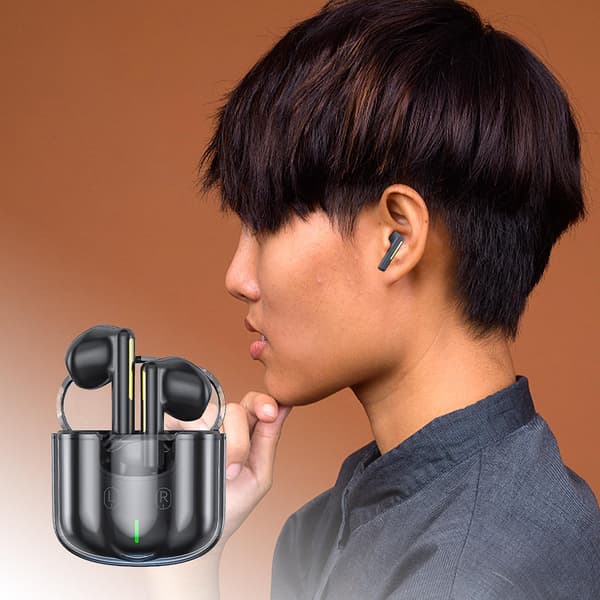 Läpinäkyvä Bluetooth-kuuloke Mini True Wireless Competition 5.2 Melunvaimennus Space Capsule Cool Game Headset Musta