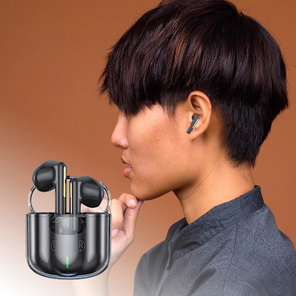 Transparent Bluetooth Headset Mini True Wireless Competition 5.2 Noise Reduction Space Capsule Cool Game Headset Black