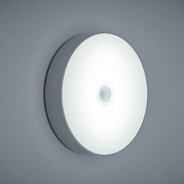 Led night light mini round light sensor control no flicker nightlight wall lamp for children kids kitchen bedroom（Cool white）