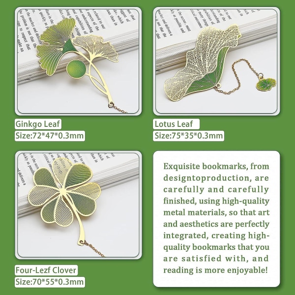 Eucomir 3-delade metallbokmärken med hängen, handgjorda klassiska metallbokmärken med låda för kvinnliga läsare, lärare