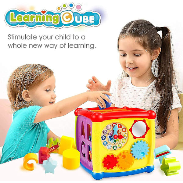 6 i 1 Kub Leksak Flerfunktionell Aktivitetskub Baby Leksaker 18 Månader Baby Musikleksak
