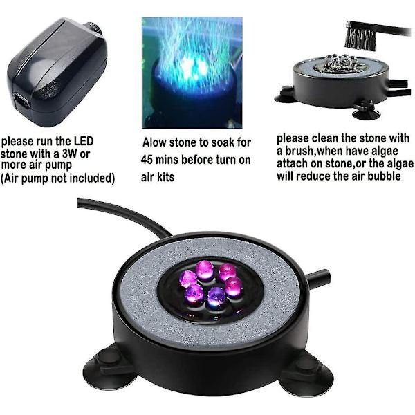 Led Akvarium Luftsten Fisketank Bubbler Lys Luftsten Diffuser Dekorationslampe Med Suer Farverig Baggrundsbelysning (2,2 tommer lysdisk (ingen fjernbetjening))