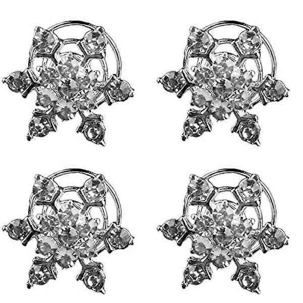 4 st Kristall Snöflinga Pärla Rhinestone Applikation Dekorationer För Knappar Broscher Hantverk Smycken Tillverkning Hårband Klänning Hårclips Dekoration