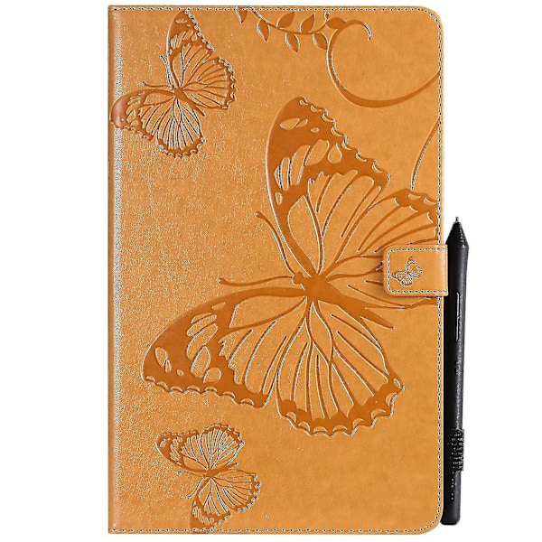 KT Tablet Series-3 Imprint Butterfly Skinnveske Mobiltilbehør for Samsung Galaxy Tab A 10.5 T590 T595 T597（Stil H Samsung Galaxy Tab A 1，Gul, Gul）