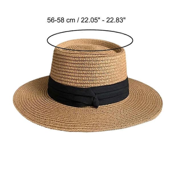 Fladhalmhat med bred skygge og justerbar snøre Black Beige