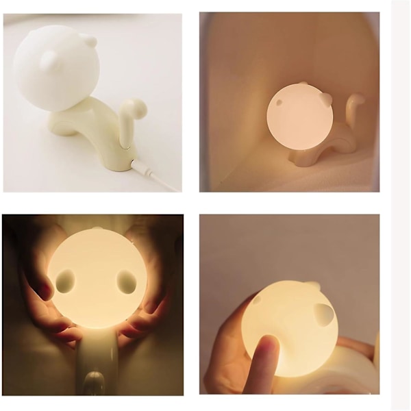 Sänglampor Kitten Styling Companion Sleep Nattlampa Sänglampa Bordslampa Fördröjning Av Ljus Silikon Uppladdningsbar Söt Liten Storlek för sovrum