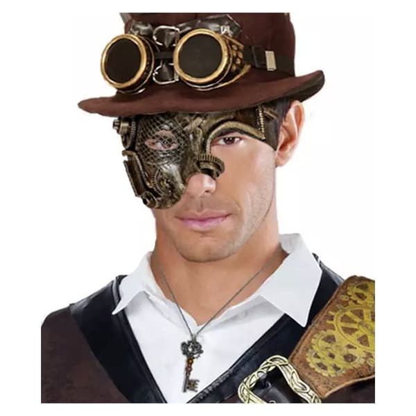 Steampunk Phantom -silmänaamio - HORRORSHOP - Musta ja kulta - Goottilainen Steampunk Halloween-asu