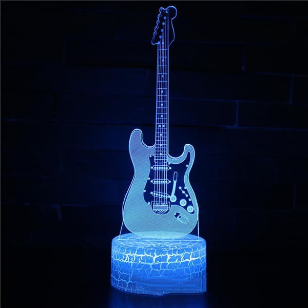 Gitar Nattlys Bordlampe LED Personlig Navn Gravert