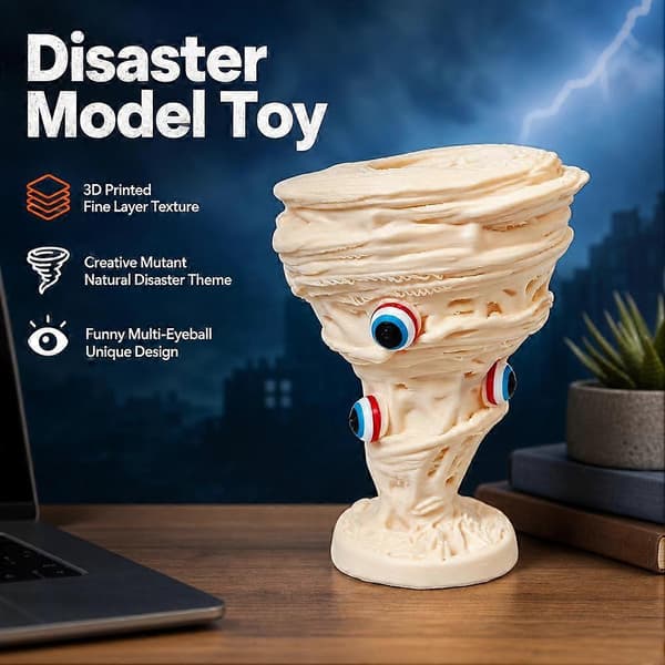 Tornado-figur - 3D-printet skrivebordsdekoration med katastrofetema til samlere og udstillinger B