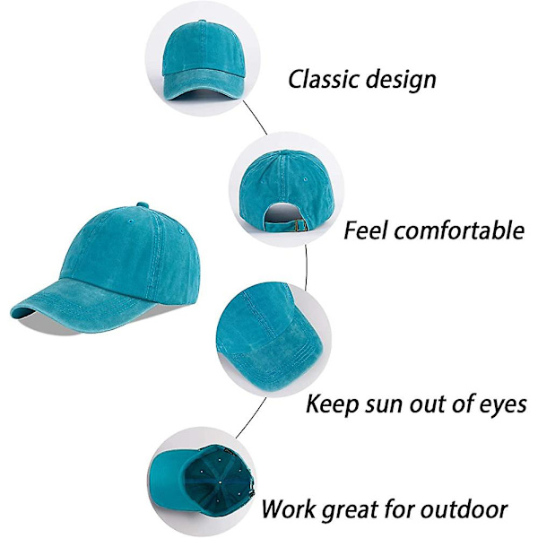 Unisex Baseball Cap 100% Bomuld Passer til Mænd Kvinder Vasket Denim Justerbar Dad Hat Heilwiy Gave