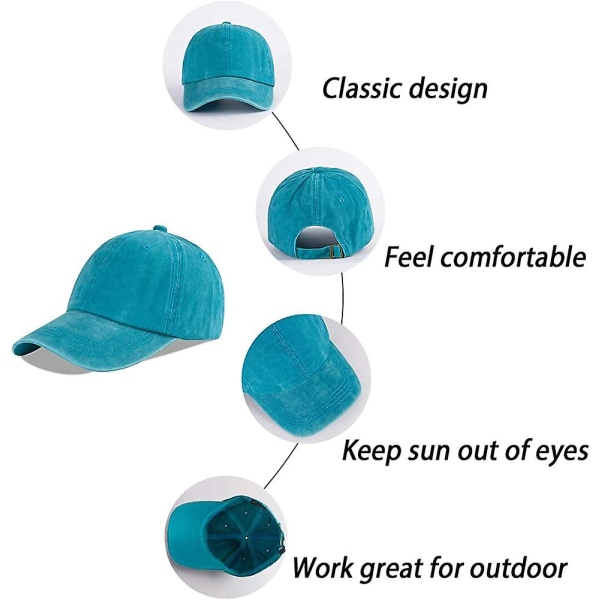 Unisex-baseball-lippis 100 % puuvillaa, sopii miehille ja naisille, pesty denim, säädettävä isän hattu Heilwiy lahja