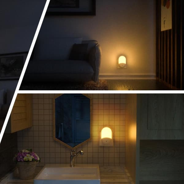 Dæmpbare LED-natlamper med skumrings-til-daggry-sensor, justerbar