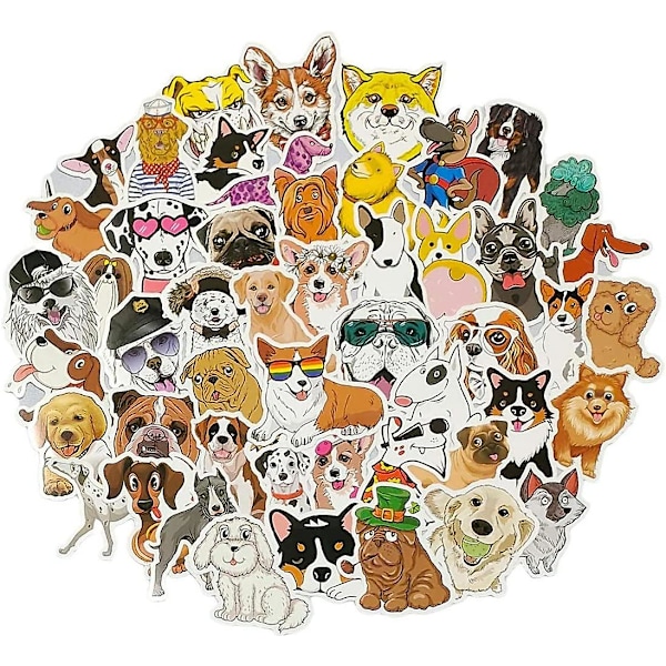 Koirastickerit, 50 kpl, vedenpitävät vinyylitarrat, söpöt hauskat tarrat kannettavalle tietokoneelle, vesipulloille, puhelinkoteloille, lapsille, teini-ikäisille