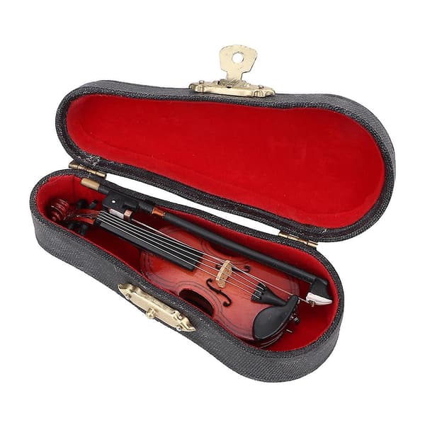 1:12 Miniature Træinstrument Violin Model med Æske Simuleringstilbehør til Dukkehus