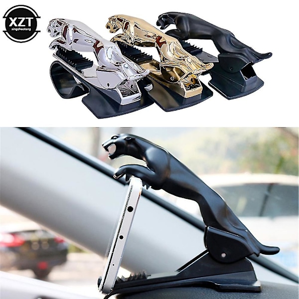 Kul Jaguar Cheetah Hud Biltelefonholder Leopard Mobiltelefon GPS Stativ 360 Graders Montering Justerbar Klipsholder Tilbehør（Svart）